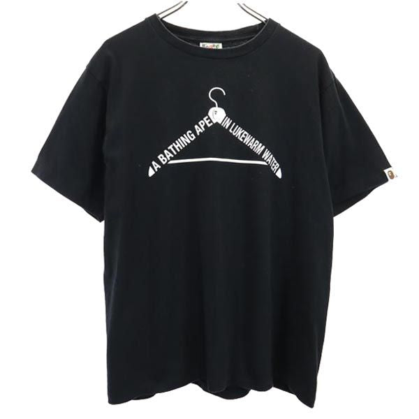 A BATHING APE アベイシングエイプ 日本製 ロゴプリント 半袖 Tシャツ L ブラック系 メンズ