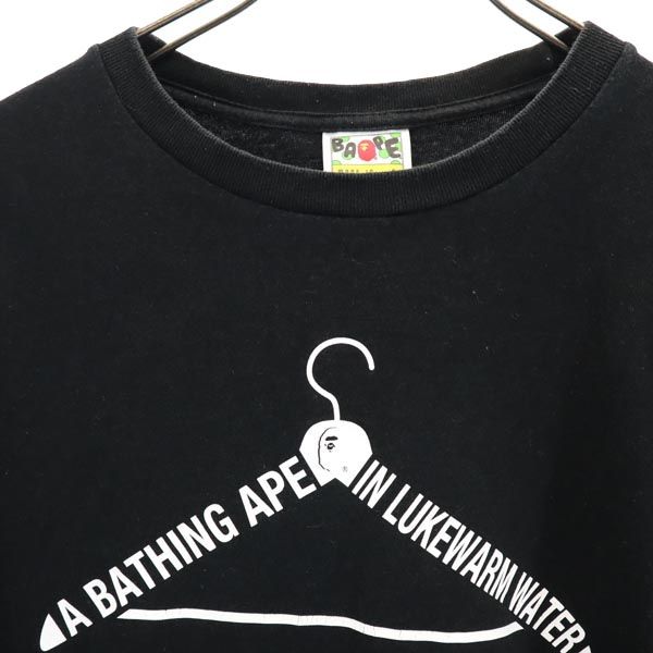 A BATHING APE アベイシングエイプ 日本製 ロゴプリント 半袖 Tシャツ L ブラック系 メンズ