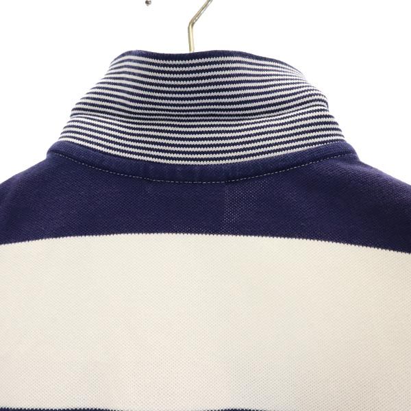 LACOSTE ラコステ ボーダー柄 半袖 ポロシャツ 12 紺×白 鹿の子 キッズ