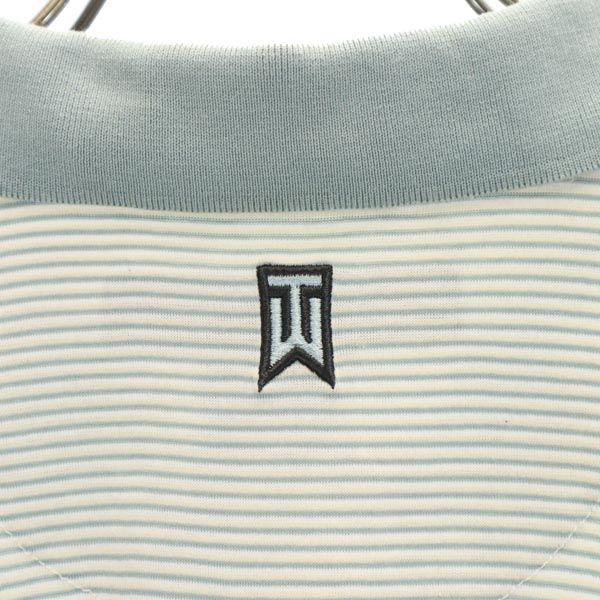 ナイキ タイガーウッズ コラボ ボーダー柄 ゴルフ 半袖 ポロシャツ S グリーン系 NIKE TIGERWOODS メンズ