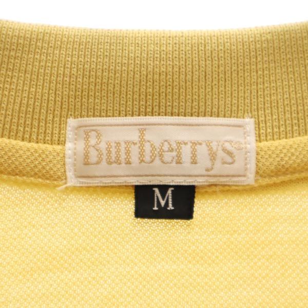 Burberrys バーバリーズ 90s オールド ワンポイント刺繍 半袖 ポロシャツ M 黄 鹿の子 レディース