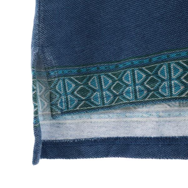 L.L.Bean エルエルビーン 総柄 半袖 ポロシャツ XL 青系 鹿の子 アウトドア キッズ