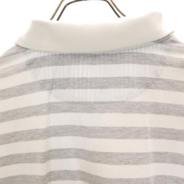 mikihouse ミキハウス 日本製 ボーダー柄 半袖 ポロシャツ L ホワイト×グレー メンズ