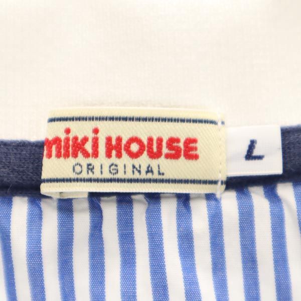 mikihouse ミキハウス 日本製 ボーダー柄 半袖 ポロシャツ L ホワイト×グレー メンズ
