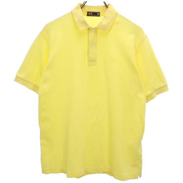 ダックス 日本製 ロゴ刺繍 ゴルフ 半袖 ポロシャツ 4 イエロー DAKS 鹿の子 メンズ