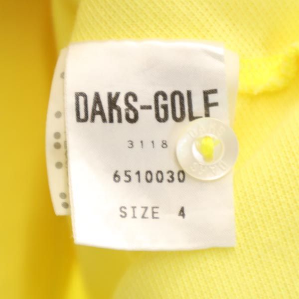 ダックス 日本製 ロゴ刺繍 ゴルフ 半袖 ポロシャツ 4 イエロー DAKS 鹿の子 メンズ