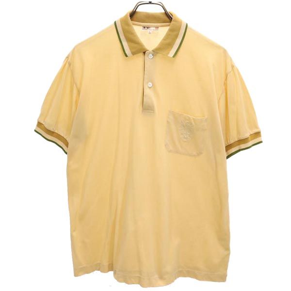 ダックス ロゴ刺繍 ゴルフ 半袖 ポロシャツ L ベージュ系 DAKS 鹿の子 メンズ