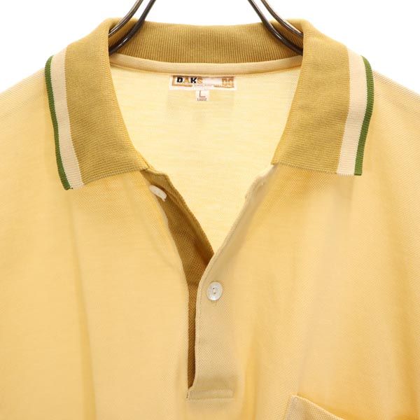 ダックス ロゴ刺繍 ゴルフ 半袖 ポロシャツ L ベージュ系 DAKS 鹿の子 メンズ