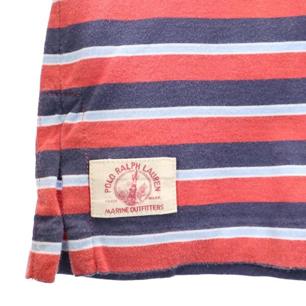 Polo by Ralph Lauren ポロバイラルフローレン ボーダー柄 半袖 ポロシャツ XL 赤×ネイビー メンズ
