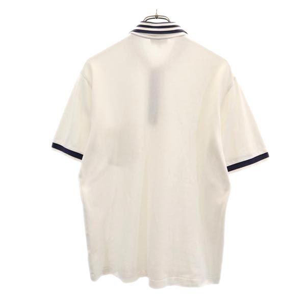 DAKS ダックス 日本製 ロゴ刺繍 ゴルフ 半袖 ポロシャツ L 白系 鹿の子 メンズ