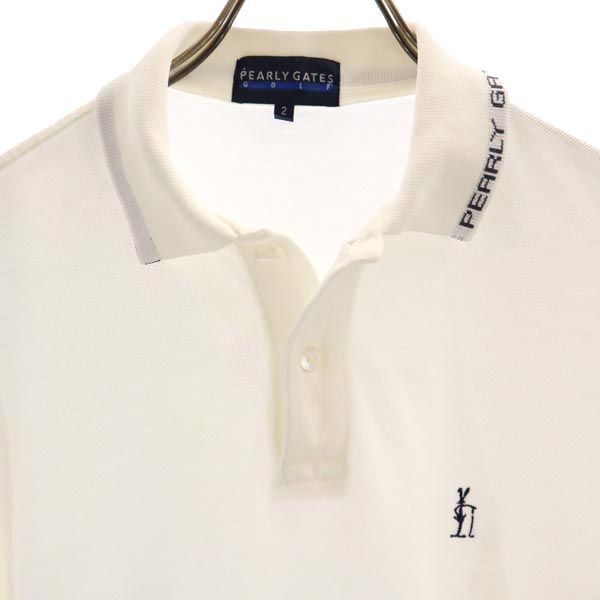 PEARLY GATES パーリーゲイツ 日本製 ゴルフ 半袖 ポロシャツ 2 ホワイト 鹿の子 レディース