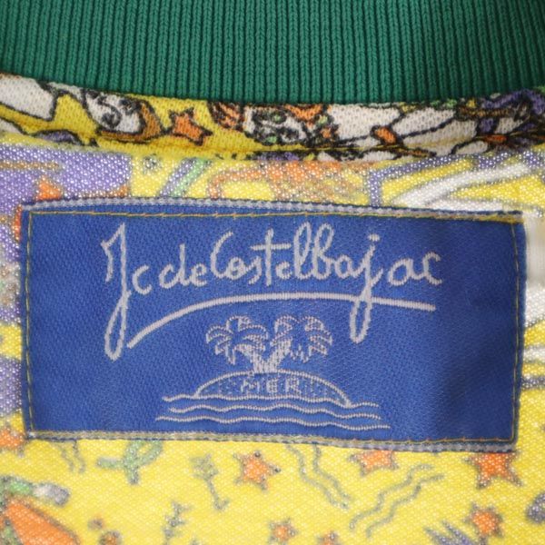 JC de CASTELBAJAC カステルバジャック 総柄 半袖 ポロシャツ イエロー系 鹿の子 メンズ