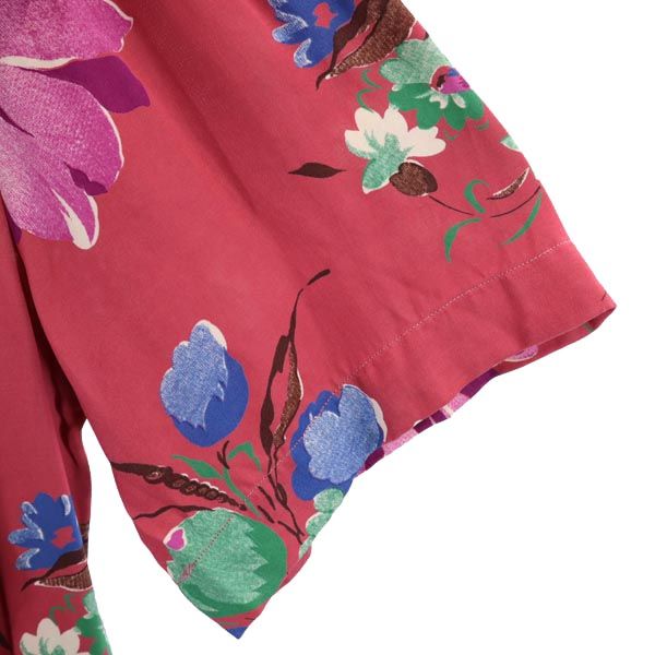 RALPH LAUREN ラルフローレン 花柄 半袖 オープンカラーシャツ 4 ピンク系 開襟 レディース