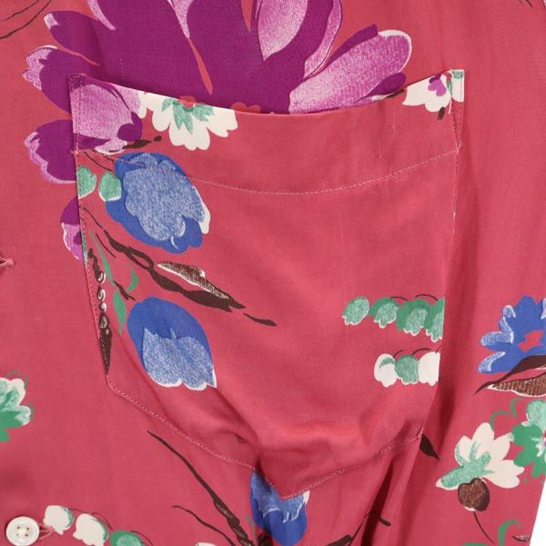 RALPH LAUREN ラルフローレン 花柄 半袖 オープンカラーシャツ 4 ピンク系 開襟 レディース