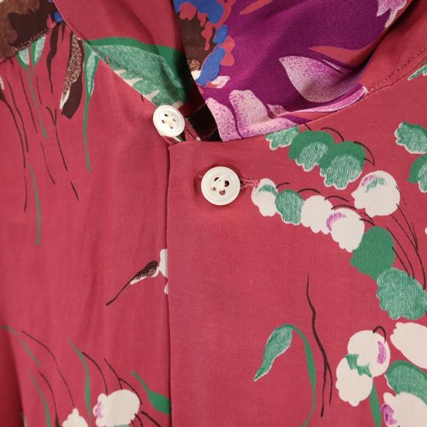 RALPH LAUREN ラルフローレン 花柄 半袖 オープンカラーシャツ 4 ピンク系 開襟 レディース