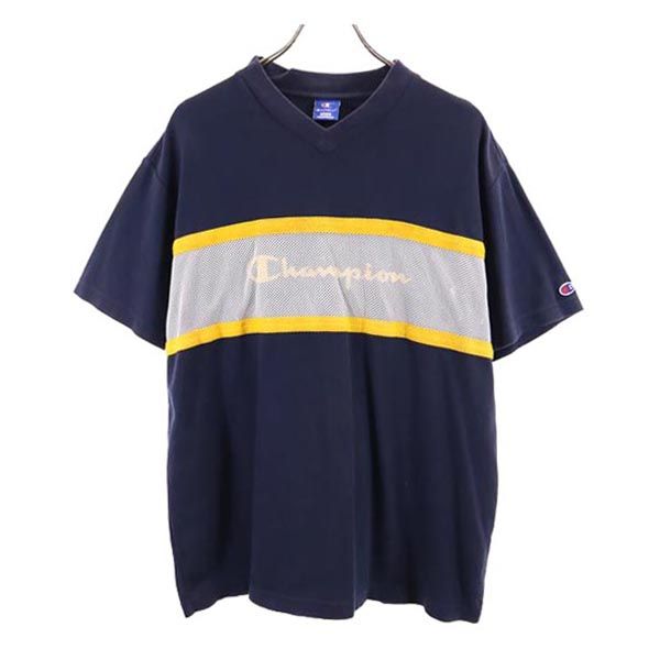 Champion チャンピオン 半袖 メッシュ切替 Tシャツ M 紺系 メンズ