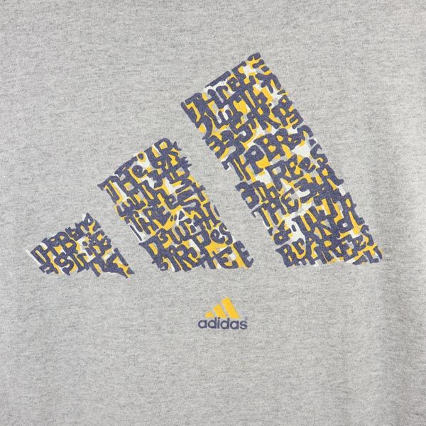 adidas アディダス 90s オールド USA製 ロゴプリント 半袖 Tシャツ S グレー メンズ