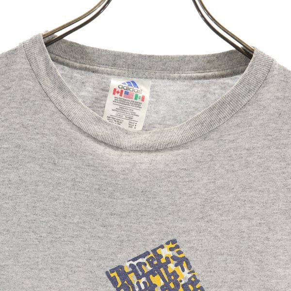 adidas アディダス 90s オールド USA製 ロゴプリント 半袖 Tシャツ S グレー メンズ
