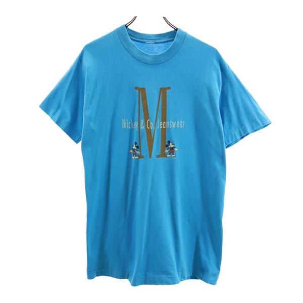 ミッキーマウス プリント 半袖 Tシャツ ブルー系 メンズ