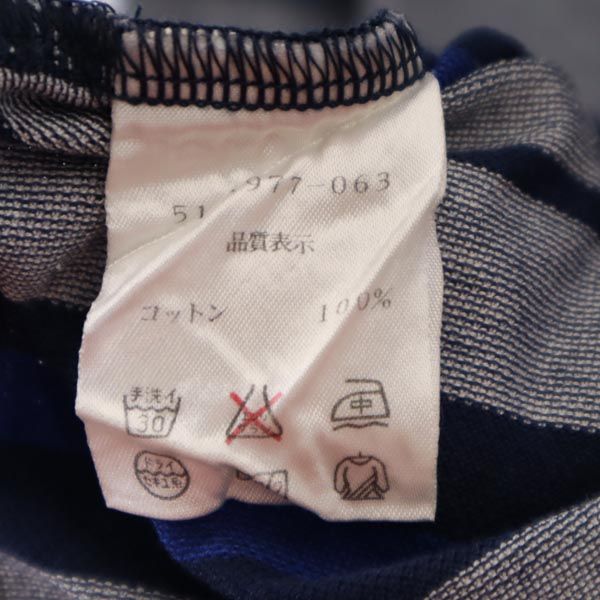 LANVIN ランバン ボーダー柄 トレーニング 半袖 ハーフジップ ポロシャツ L ネイビー×グレー 鹿の子 スポーツ メンズ