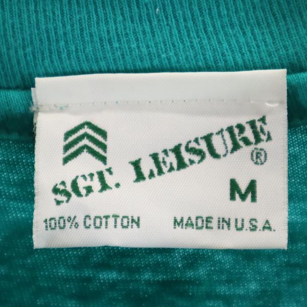 SGT LEISURE 90s オールド USA製 プリント 半袖 Tシャツ M グリーン系 メンズ