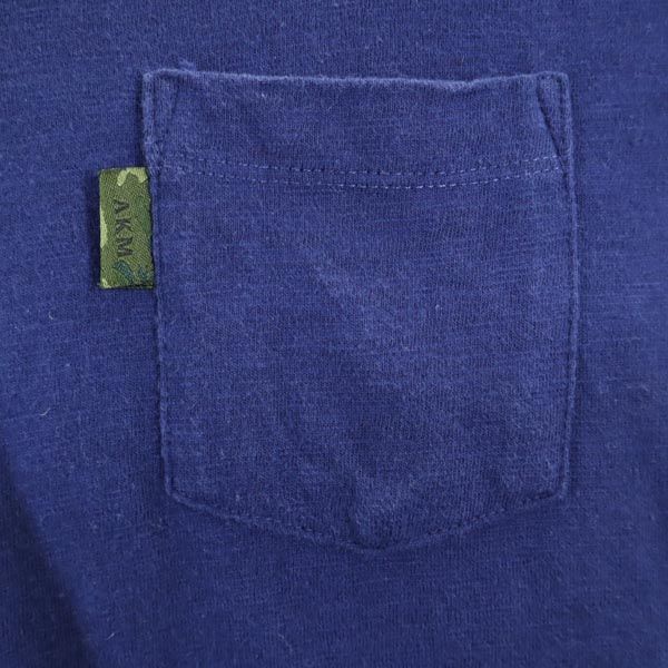 AKM エイケイエム 半袖 Vネック Tシャツ M ネイビー系 胸ポケット メンズ