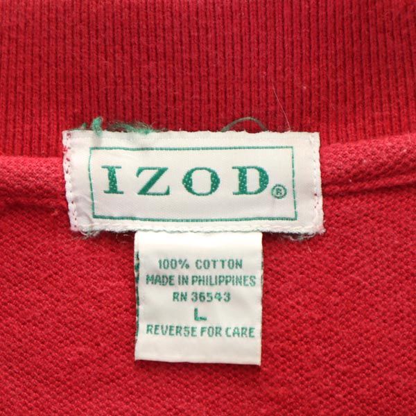 IZOD アイゾット 半袖 ポロシャツ L 赤系 鹿の子 メンズ
