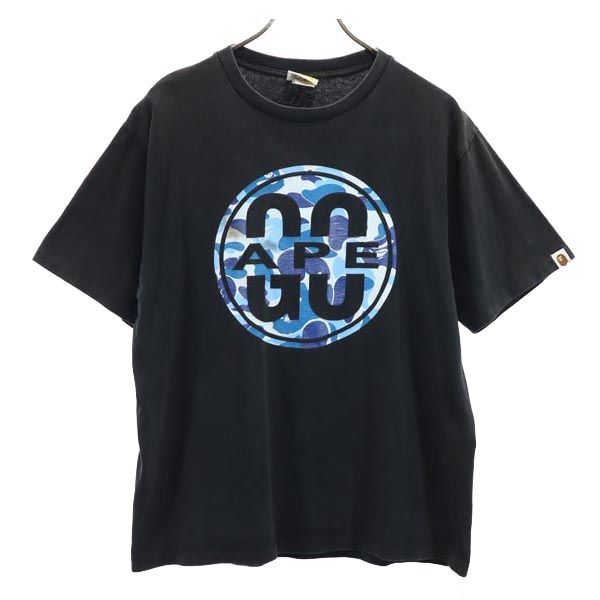 BAPE ベイプ 日本製 プリント 半袖 Tシャツ L 黒系 ロゴ メンズ