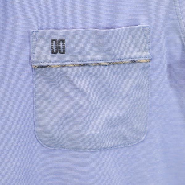 ダックス 日本製 半袖 ヘンリーネック Tシャツ M ブルー系 DAKS ロゴ メンズ