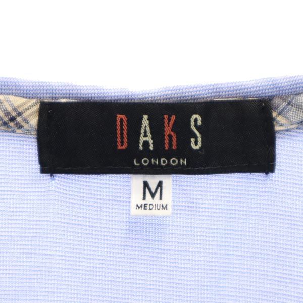 ダックス 日本製 半袖 ヘンリーネック Tシャツ M ブルー系 DAKS ロゴ メンズ