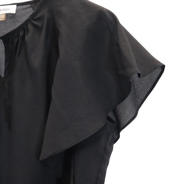 Calvin klein カルバンクライン 半袖 カットソー S 黒 フリル袖 レディース