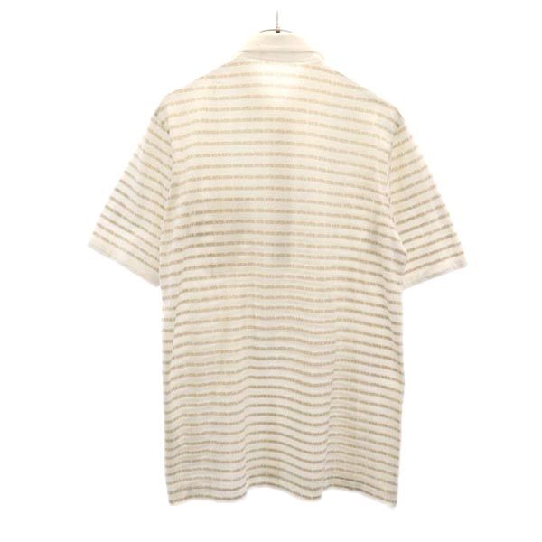 YVES SAINT LAURENT イヴサンローラン 総柄ロゴ 半袖 ポロシャツ L ホワイト系 メンズ