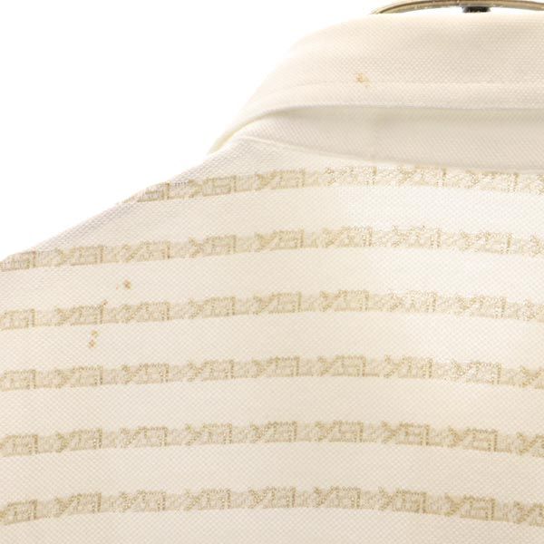 YVES SAINT LAURENT イヴサンローラン 総柄ロゴ 半袖 ポロシャツ L ホワイト系 メンズ