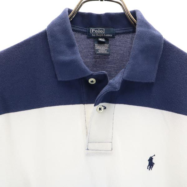 Polo by Ralph Lauren ポロバイラルフローレン ボーダー 半袖 ポロシャツ 150 ブルー系 鹿の子 キッズ