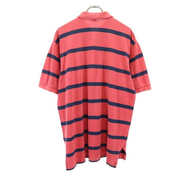 ポロバイラルフローレン ボーダー 半袖 ポロシャツ L レッド系 Polo by Ralph Lauren 鹿の子 メンズ