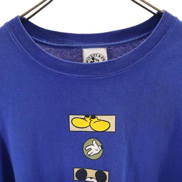 mickey & co. ミッキーアンドコー USA製 ミッキーマウス プリント 半袖 Tシャツ L 青 ディズニー メンズ