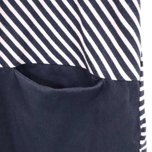 ARMANI EXCHANGE アルマーニエクスチェンジ ボーダー切替えデザイン 半袖 切替デザイン Tシャツ S ネイビー系 ロゴプレート レディース