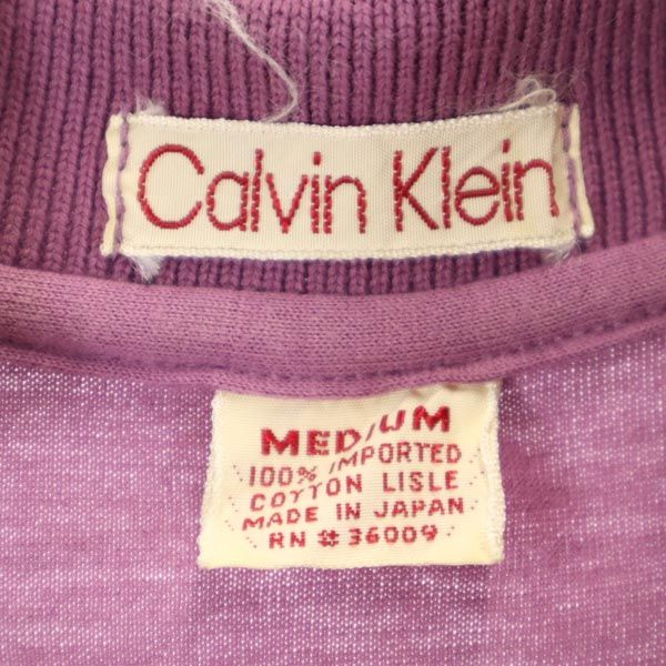 Calvin klein カルバンクライン 半袖 ポロシャツ M 紫 袖ロゴ プリント レディース