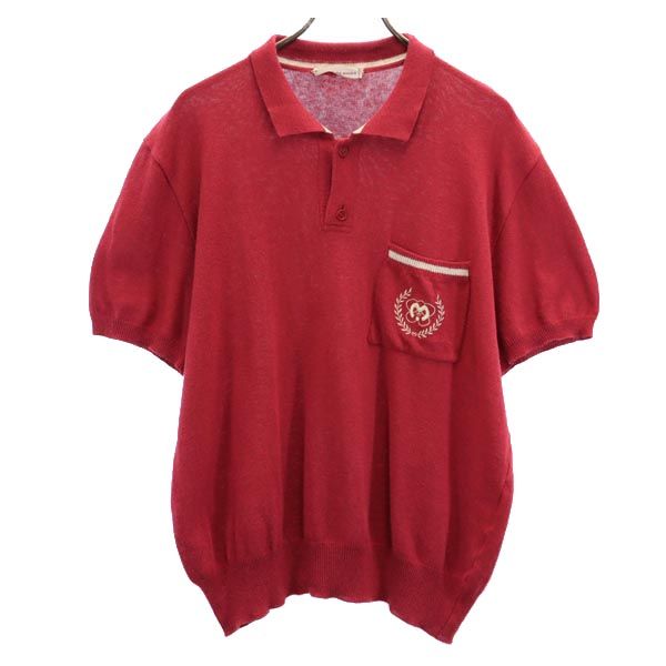 mila schon ミラショーン イタリア製 半袖 ポロシャツ レッド系 ニット 胸ポケット メンズ