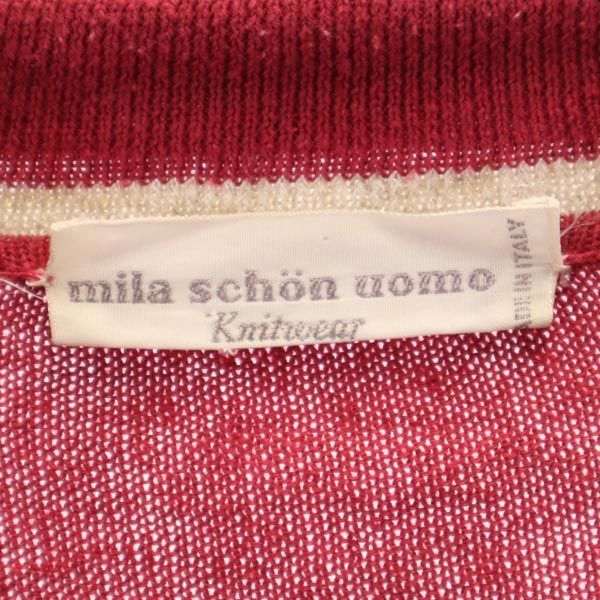 mila schon ミラショーン イタリア製 半袖 ポロシャツ レッド系 ニット 胸ポケット メンズ