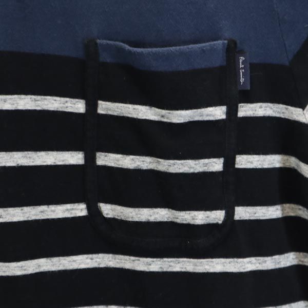 ポールスミス ボーダー 半袖 ポロシャツ L ネイビー系 Paul Smith 胸ポケット メンズ