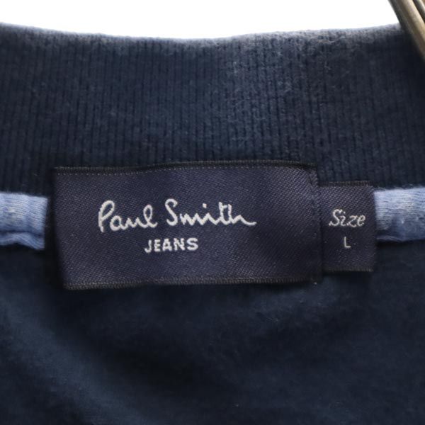 ポールスミス ボーダー 半袖 ポロシャツ L ネイビー系 Paul Smith 胸ポケット メンズ
