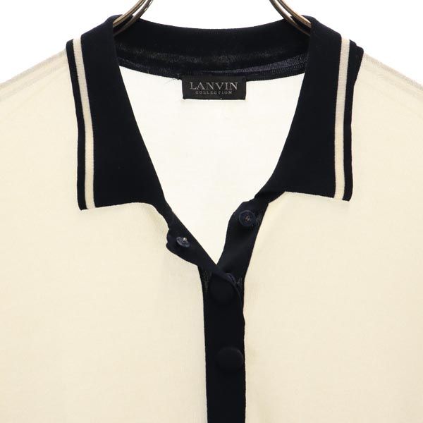 LANVIN ランバン 半袖 襟付き セーター アイボリー×ブラック ニット レディース