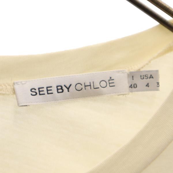 SEE BY CHLOE シーバイクロエ プリント 半袖 カットソー I 40 アイボリー バックリボン レディース
