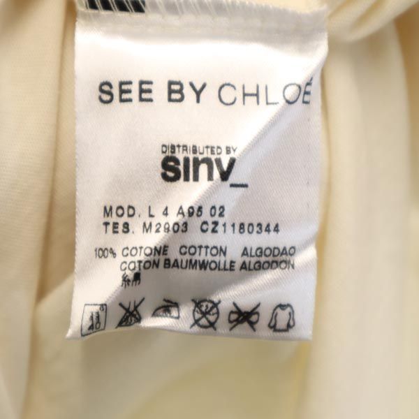SEE BY CHLOE シーバイクロエ プリント 半袖 カットソー I 40 アイボリー バックリボン レディース