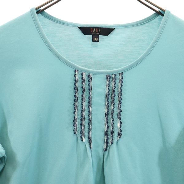 ダックス 日本製 7分袖 カットソー 38 青系 DAKS Tシャツ レディース