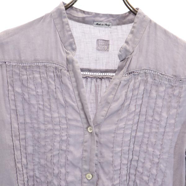 ワンハンドレッドトゥエンティーパーセントリノ イタリア製 リネン 長袖 シャツ 40 紫系 120% lino チュニック レディース
