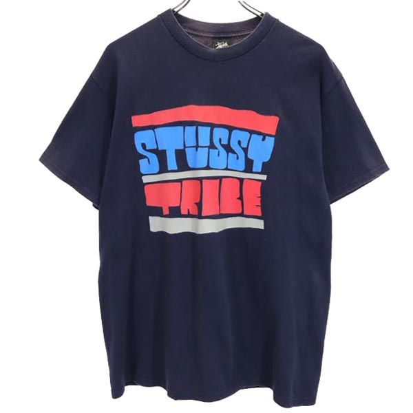 ステューシー プリント 半袖 Tシャツ M ネイビー系 STUSSY メンズ