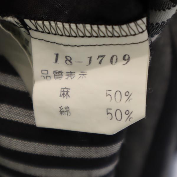 BLACK PIA ブラックピア リネン コットンブレンド チェック柄 半袖 オープンカラーシャツ L 黒系 メンズ