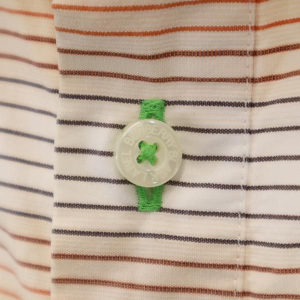 BURBERRY BLACK LABEL バーバリーブラックレーベル 三陽商会 ボーダー柄 半袖 ハーフボタン シャツ 3 オレンジ系 メンズ